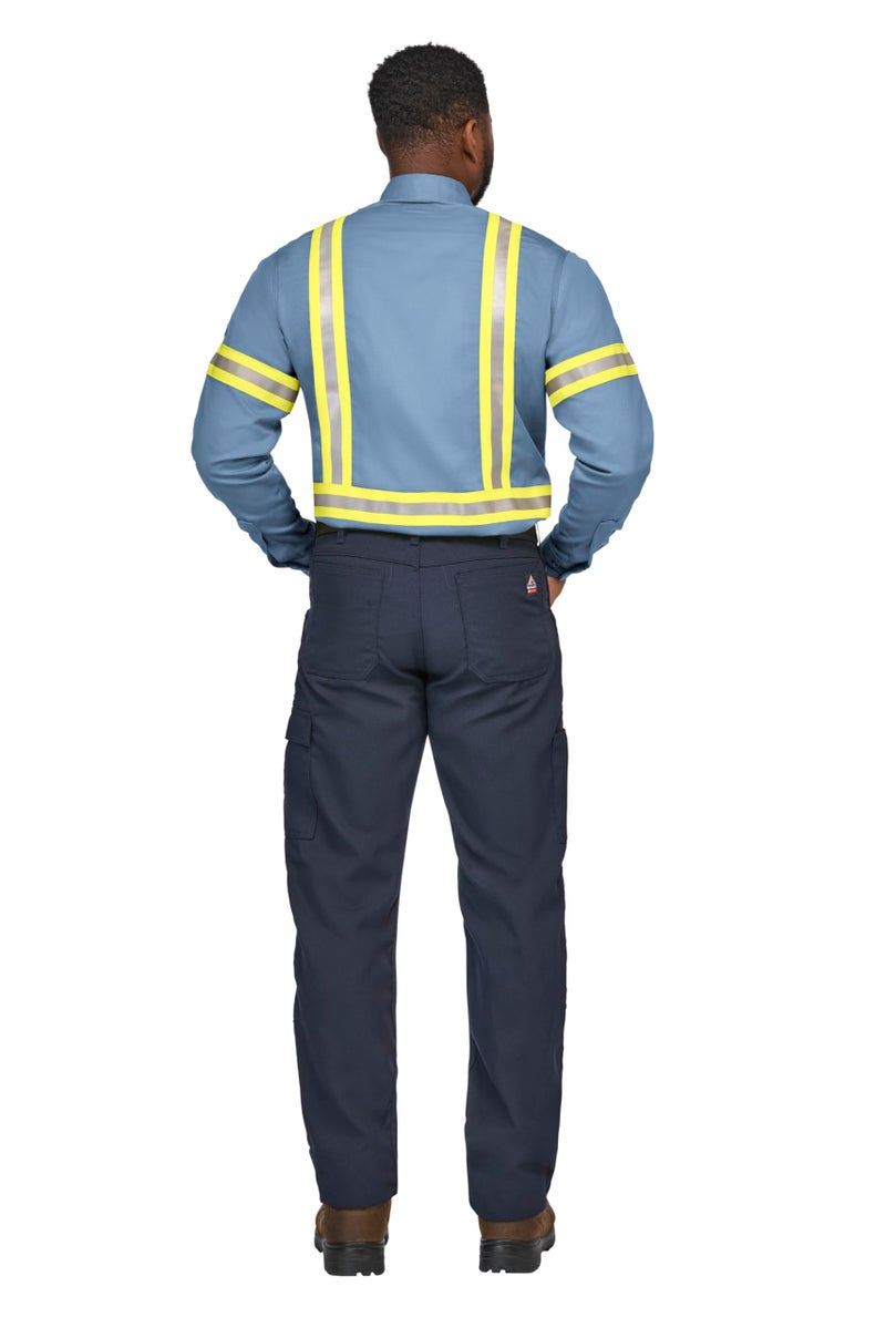 Bulwark FR Bulwark Men's Midweight FR Enhanced Visibility Uniform Shirt, Light Blue, Medium - Image 2